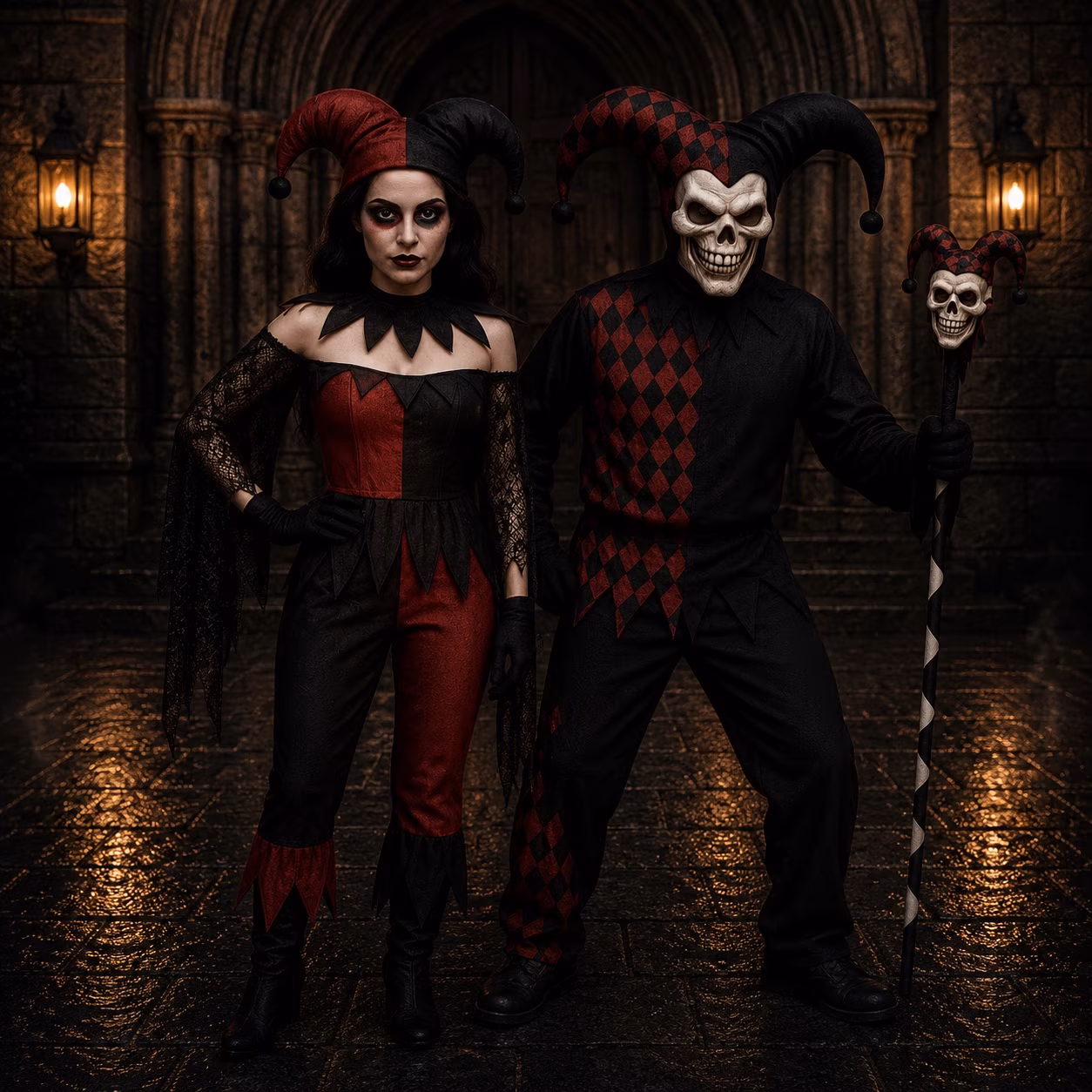 Harlekin Paar Halloween Walking Act buchen Berlin