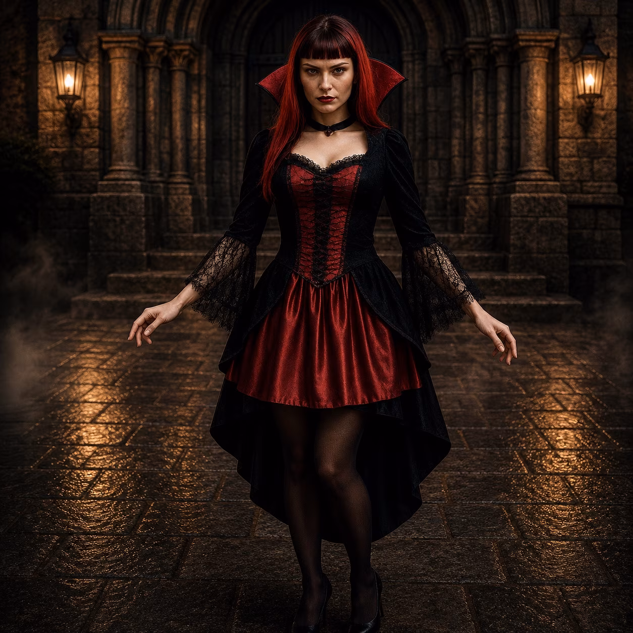 Vampir Lady gotisch modern Halloween Walking Act buchen Berlin