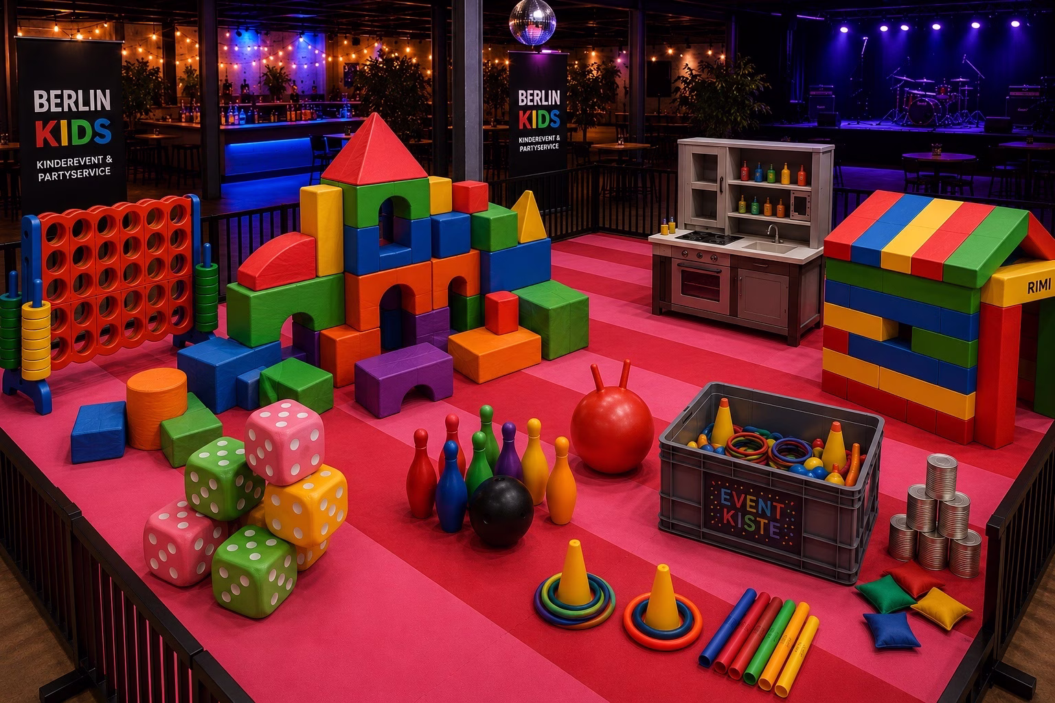 Kids Erlebniswelt mit XXL Bausteinen und Eventspielen für Firmenfeier in Berlin