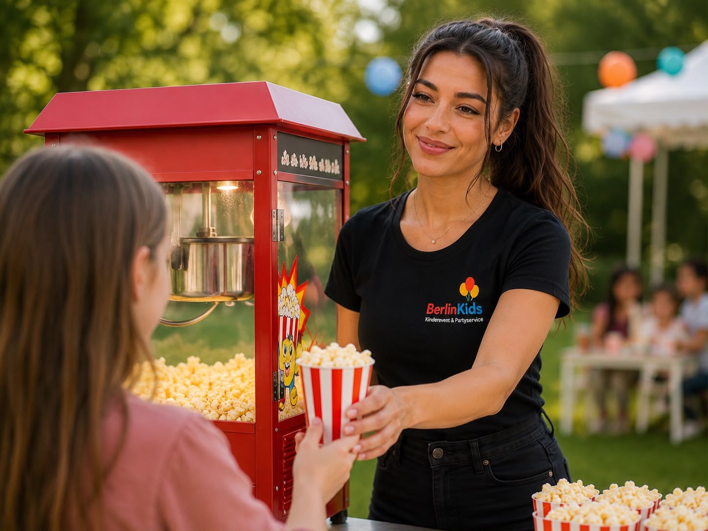 Popcornausgabe auf einem Event – Popcornmaschine mit Betreuung in Berlin