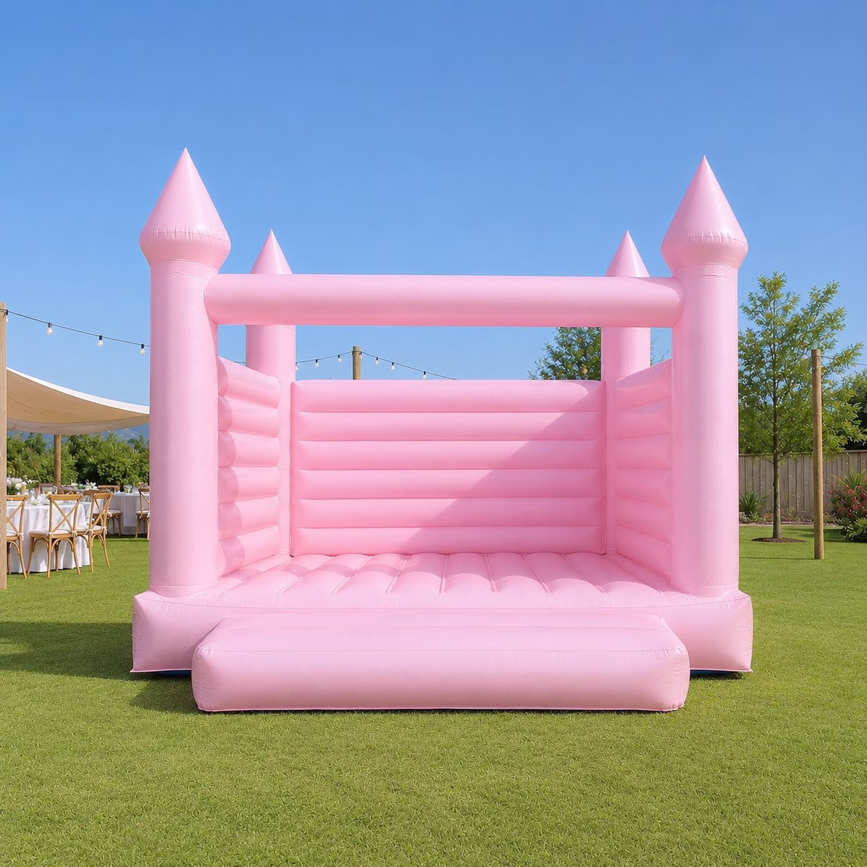Rosa Hüpfburg für Kindergeburtstag und Einschulung