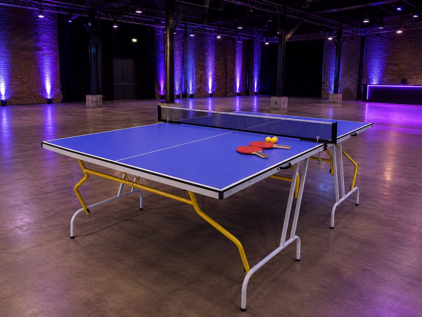 Tischtennisplatte mit Netz, Schlägern und Bällen mieten Berlin