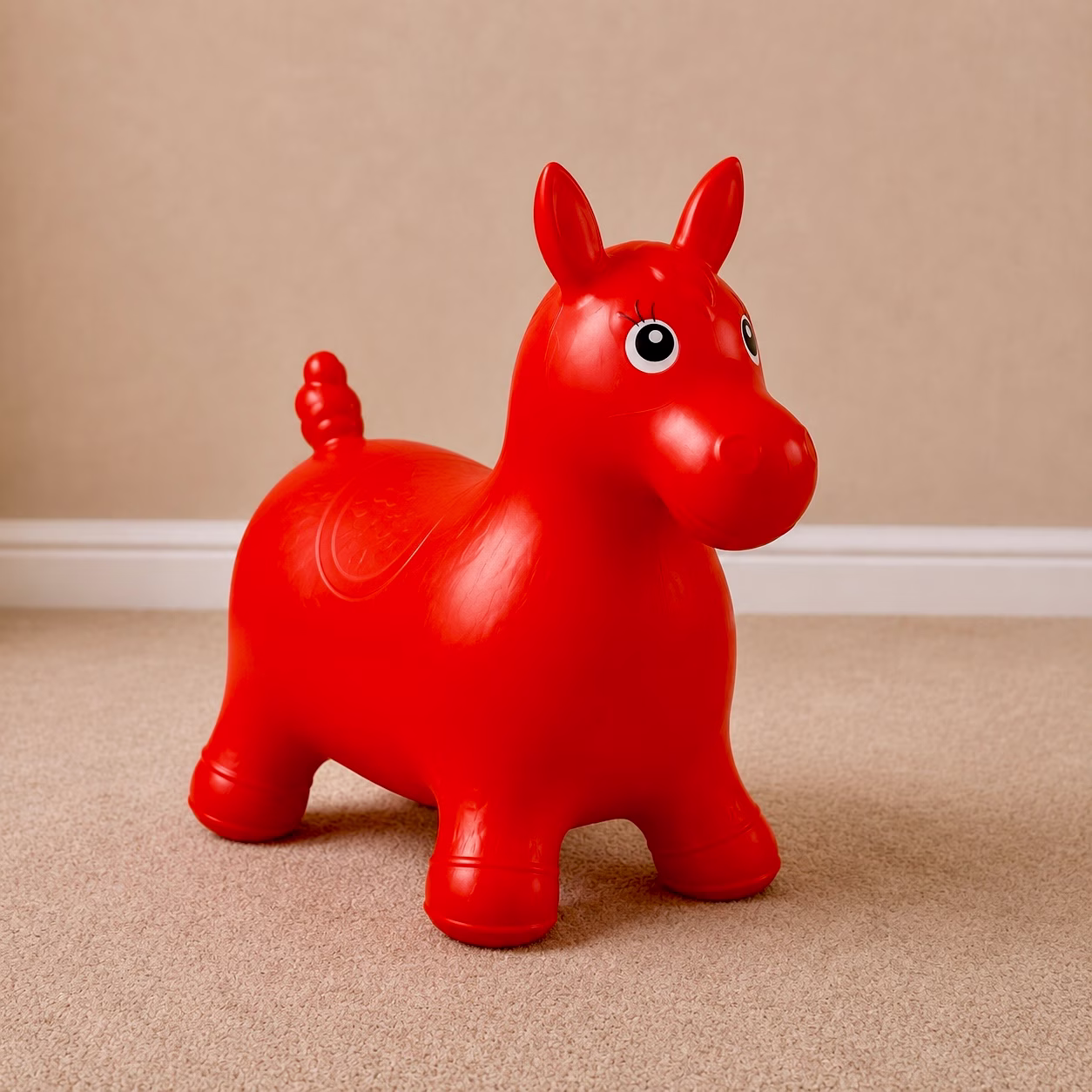Rotes Hüpfpferd mit Griffen für Kinder mieten Berlin