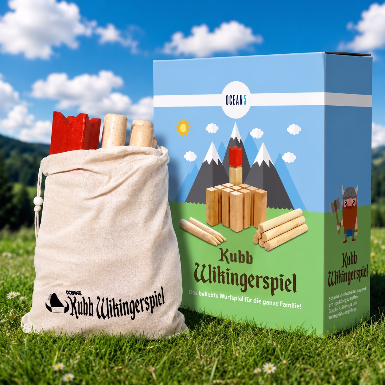 Wikingerschach Kubb Outdoor-Geschicklichkeitsspiel mieten Berlin