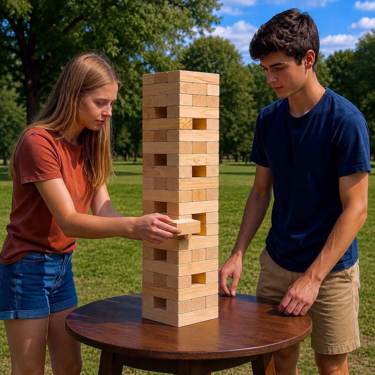 XL Jenga Riesen-Geschicklichkeitsspiel mit 54 Holzsteinen mieten Berlin