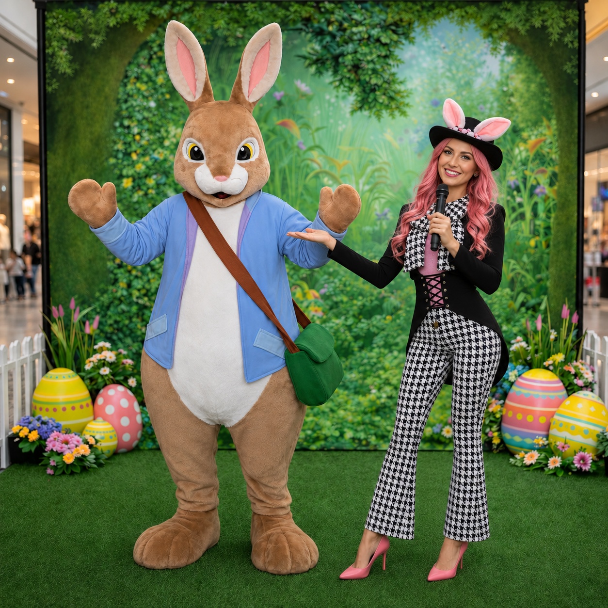 Osterhase und Partyhäschen als Duo Walking Act buchen – Oster-Event Berlin