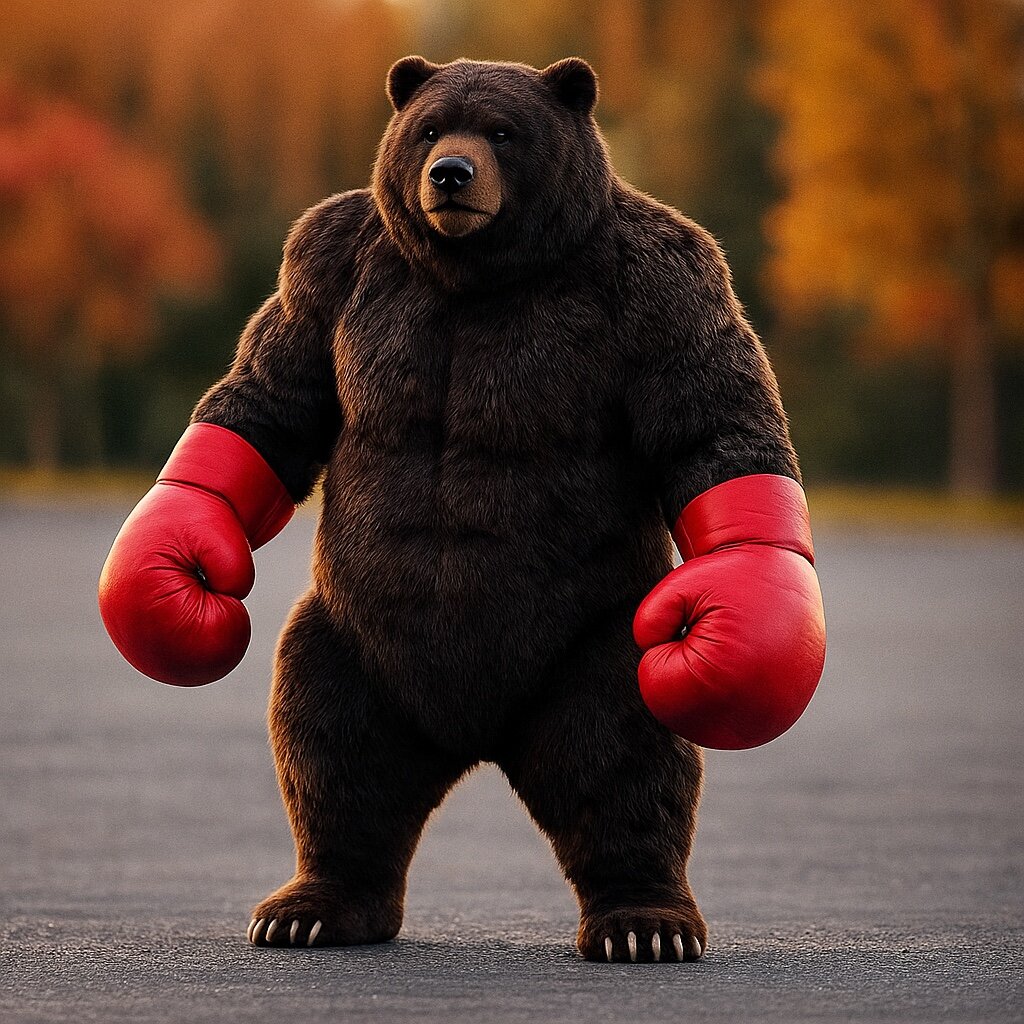 Dunkler Boxbär als XXL Partyfigur für Kindergeburtstag und Event in Berlin buchen