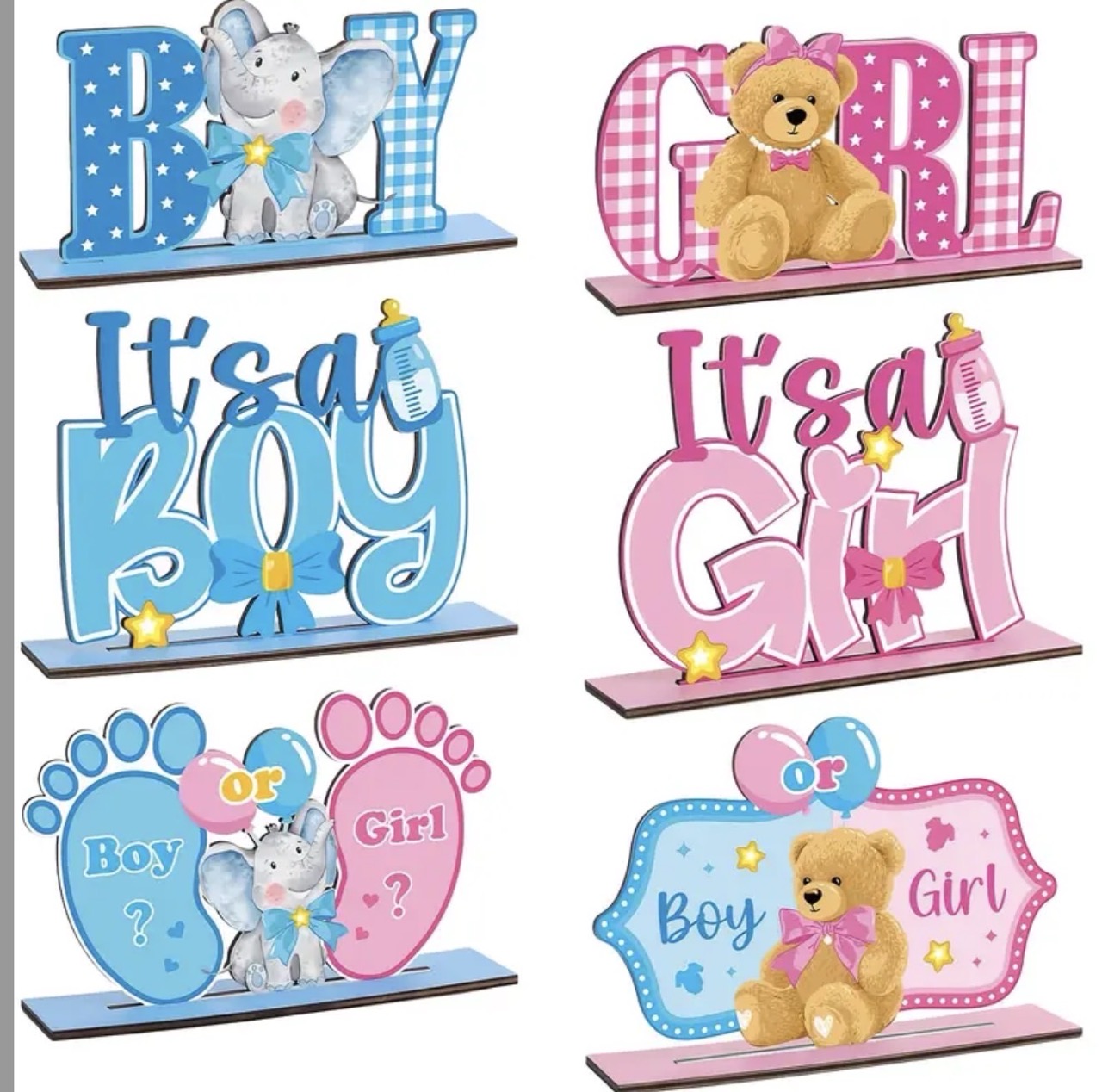 Deko-Tischaufsteller Boy Girl Gender Reveal Party