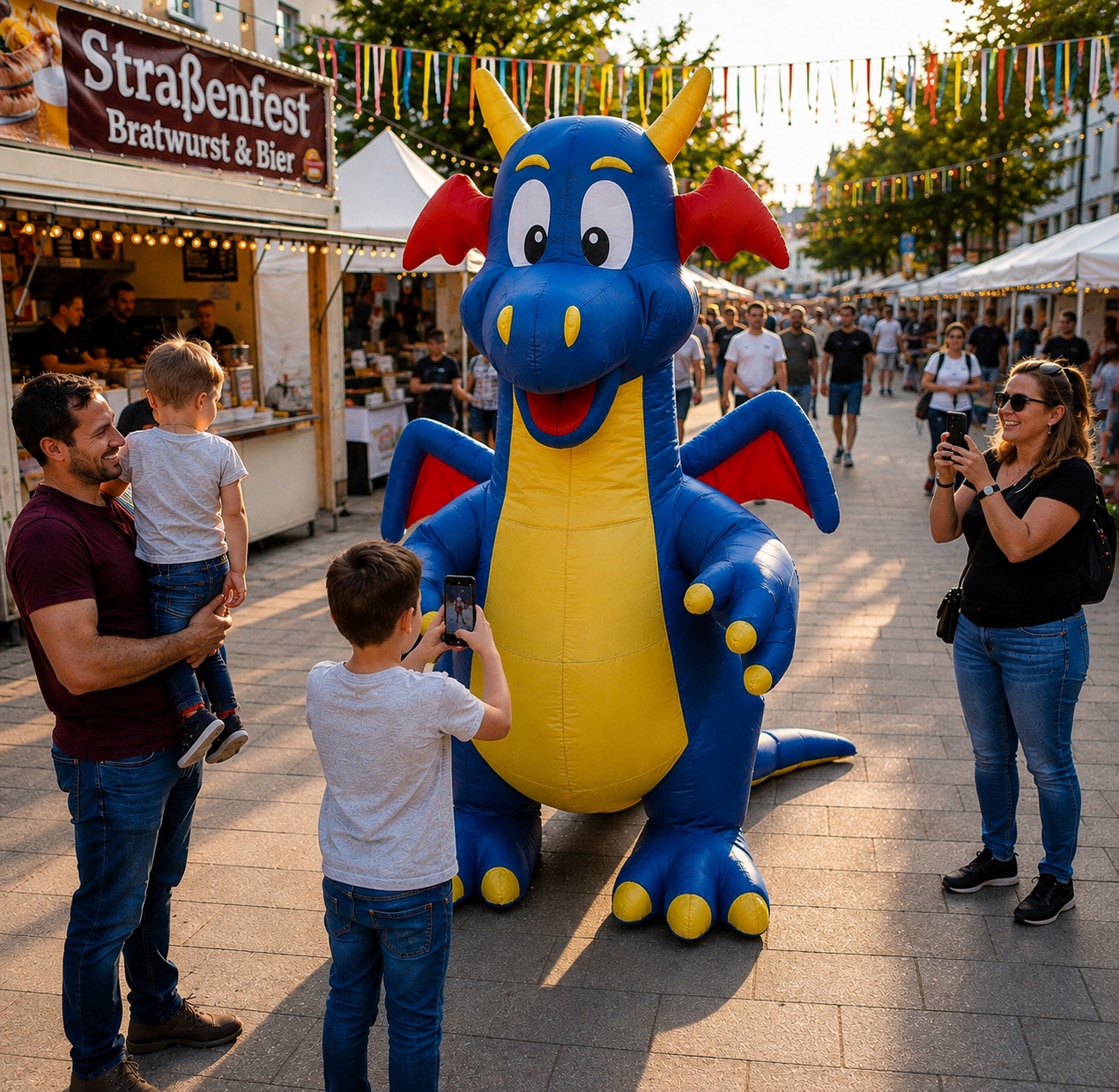 XXL Partyfigur als Walking Act auf einem Stadtfest in Berlin