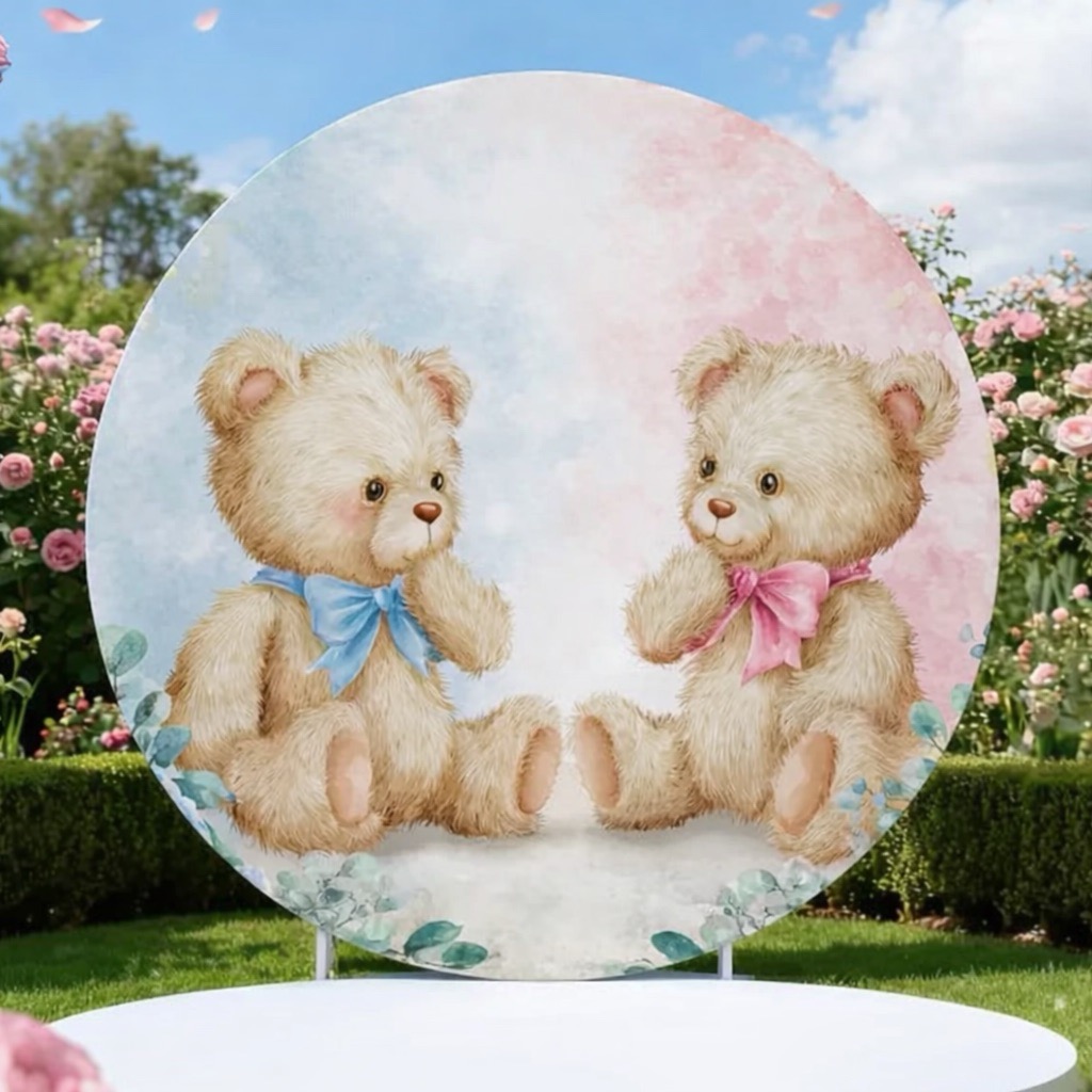 Runder Backdrop Gender Reveal Teddybären Berlin